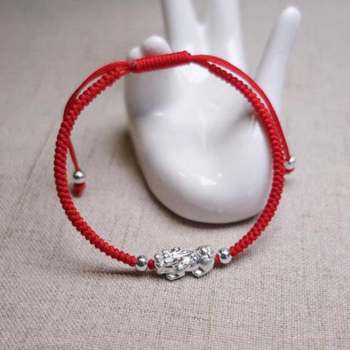 Red String Silver Pixiu Wealth Bracelet