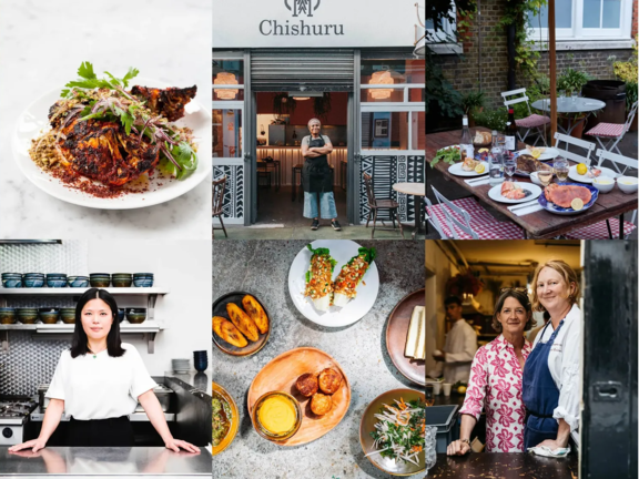 Collage of the women leading restaurants and their food